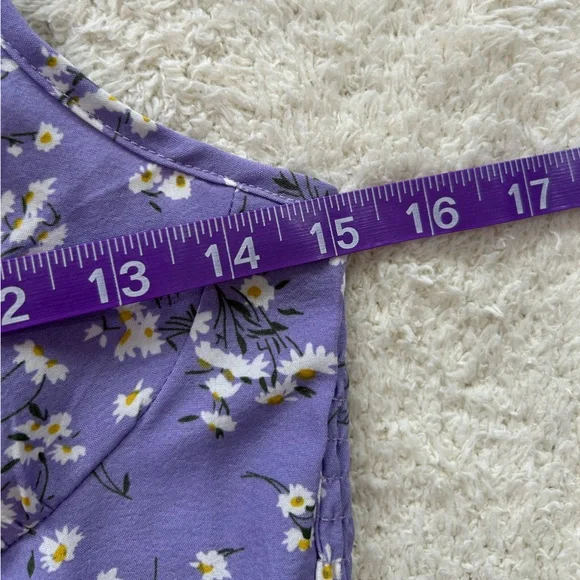 Brovave Purple Ditsy Floral Tie Front Smocked Milkmaid MIDI Dress Small NWT Boho - Picture 10 of 13